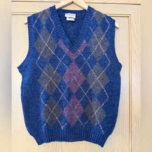 Vintage Woodward Shop V-Neck Argyle Sweater Vest Shetland Wool / Medium
